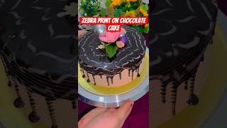 zebra print on chocolate cake #cake #shortvideo #cakedesign #chocolatecake #love #viral#food#recipe