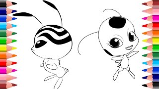 Miraculous Ladybug Coloring Pages Kwami How To Draw And Color Kwami Tikki, Pollen