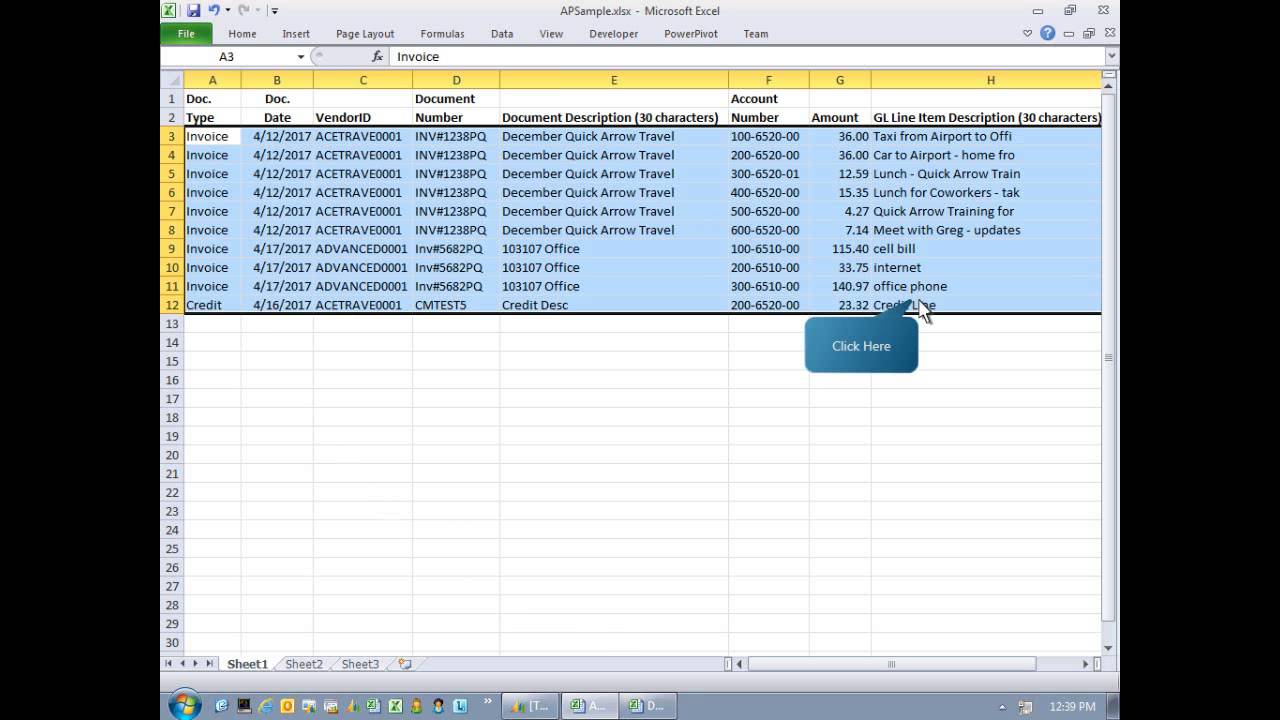 How to Copy and Paste from Excel into Microsoft Dynamics GP (Great Plains) Account Payable - YouTube