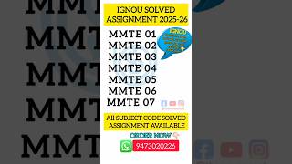 ignou M.Sc(MACS) solved assignment 2025-26/ #mmt #ignouassignmentmmte01to07 #MACS #ignoushorts #mmte