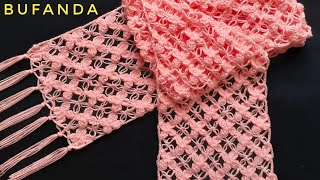 Bufanda Tejida a Crochet Paso a Paso/How to Crochet Scarf For Woman/Cachecol Crochê/Chalina a Croché