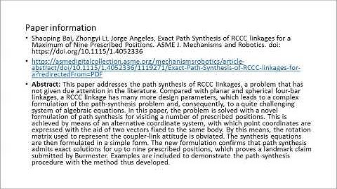 Exact path synthesis of RCCC linkages for nine prescribed positions