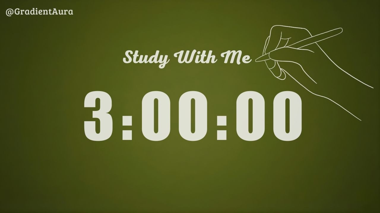 3 Hour Silent Study Timer | Deep Focus | Olive Green Aesthetic | No Breaks | No Music