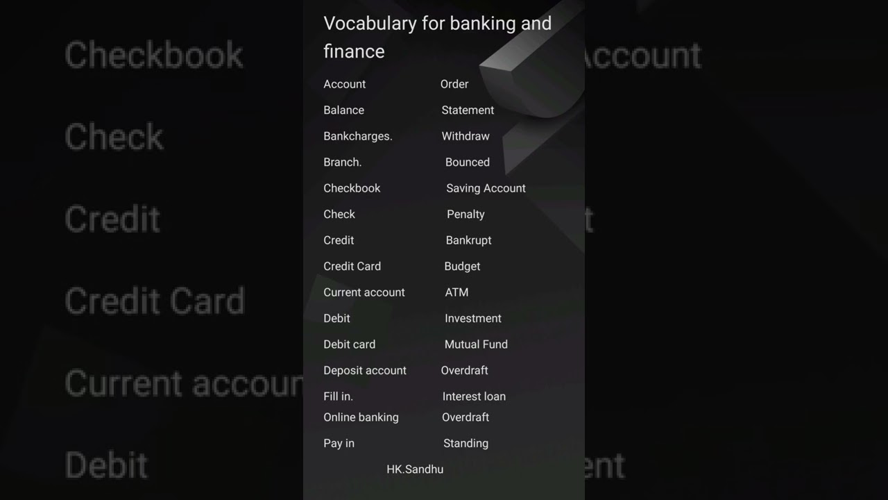 vocabulary for banking and finance ( for ielts )