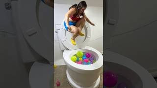 Jumping In The Worlds Biggest Toilet Giant Surprise Egg Pool With Balloons Super Fast #Shorts