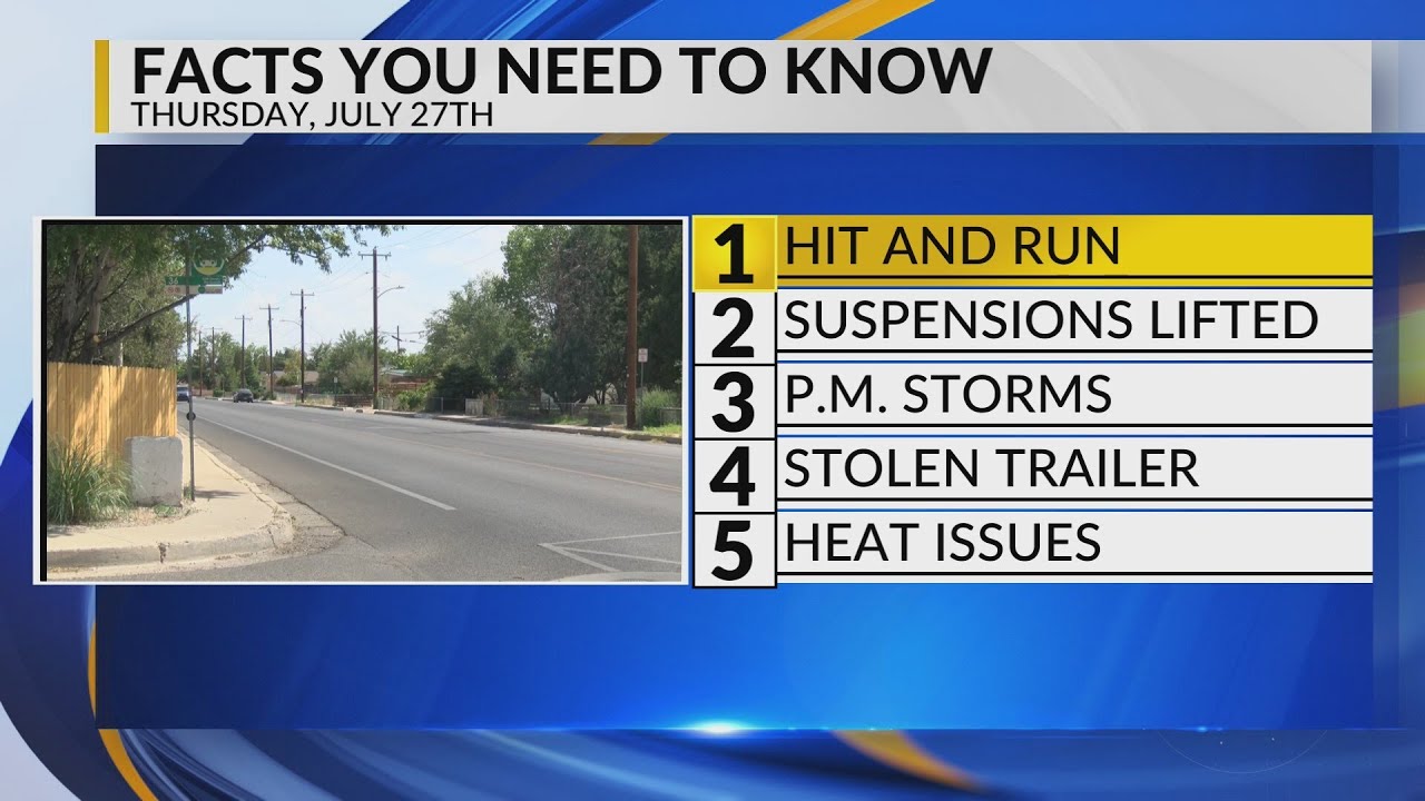KRQE Newsfeed Hit and run, Suspensions lifted, Evening storms, Stolen