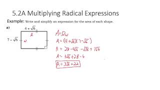 Math 20-1 Radical Expressions - Multiplying Radicals