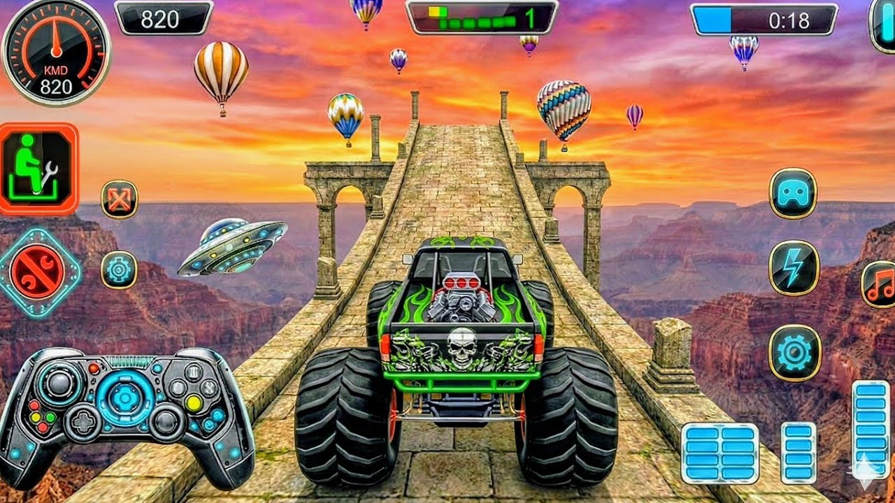 Insane Monster Truck Mega Ramp Jumps & Car Crashes! 😱 (Impossible Challenge) | Android Gameplay