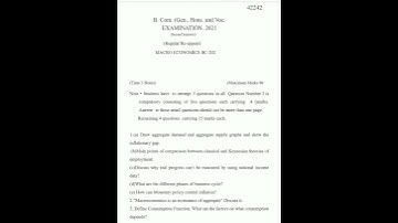 Macroeconomics B.Com 2nd Sem CRSU Previous Year Paper 2021