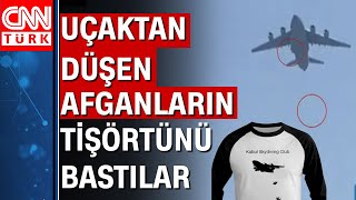 ABD'de skandal olay! Uçaktan düşen Afganların tişörtünü bastılar