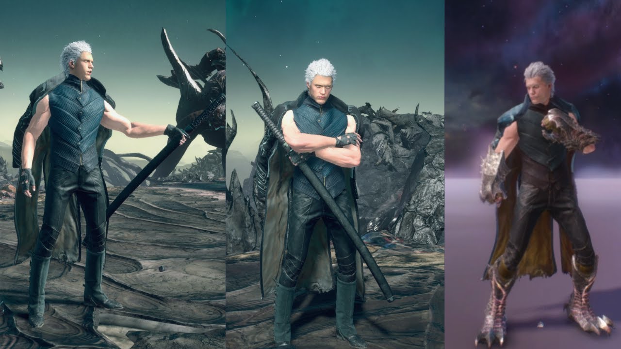 Vergil but his coat is on his shoulders (New DMC5 Mod)