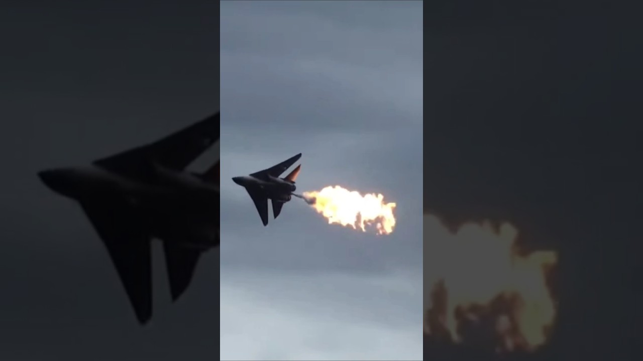 Ouch! What a thing to do! No fire! Fuel dump and afterburner ignition! F-111 showing dump and burn!