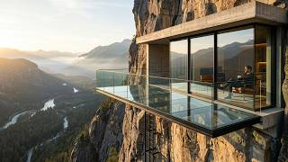 Building a house in the forest (ASMR) - This man built a modern mini house on a cliff