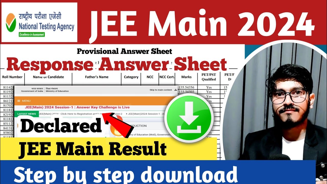 Declared Sheet 📌JEE Main 2024 |🔥Provisional Answer Declared Sheet| Response Answer key ...