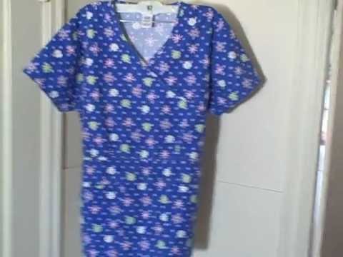 Scrub Wear Scrub Top Short Sleeve 2 Pocket V-Neck Pullover size M #4 - YouTube