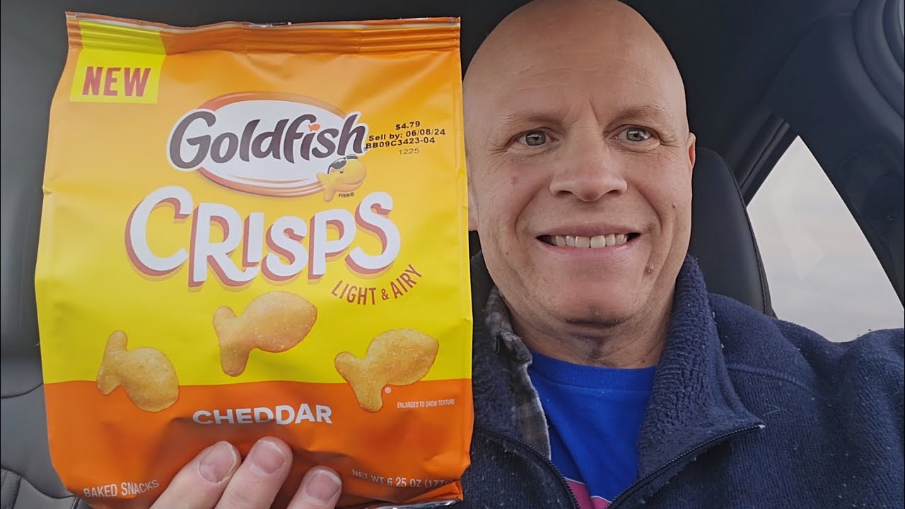 New Goldfish Crisps Cheddar Flavor Review - YouTube