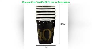 ☑ 82 Piece 40th Birthday Party Supplies Set Including Plates, Cups, Napkins, Banner and Tablecloth,