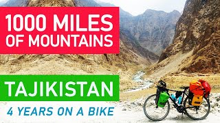 Bicycle touring Tajikistan. Pamir Highway. Mountains. Bikepacking. Bike trip Out of the beaten track
