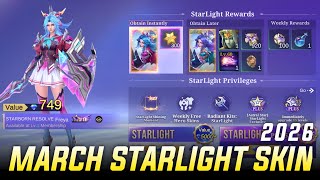 MARCH STARLIGHT SKIN 2026 - ALL REWARDS IN MARCH STARLIGHT SKIN | ML LEAKS