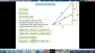 power factor correction capacitor bank calculation (   شرح  تحسين معامل القدرة وحساب قيمة المكثفات )