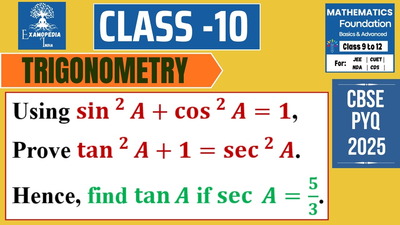 Class Tan Find tan A When sec A = 5/3 | Using tan²A + 1 = sec²A | Class 10 ...