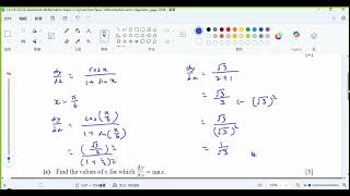 Calculus Past Year P2 Q 78 a dy dx 2 b solve trigo equation