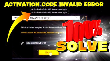 Activation code invalid please inter again problem solved in Free Fire Advance Server😲