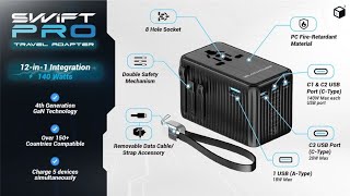 SWIFT PRO: The Powerful 140W 4th Gen GaN Travel Adapter