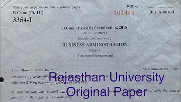 B.Com 3rd year exam paper 2018 ( Functional Management)| Dr. Ruchi Khandelwal