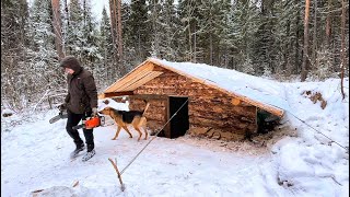 Snow camping! We visited a log cabin | Living in a tent with a wood stove | Building a cozy dugout by Life in the Siberian forest 123,149 views 6 months ago 30 minutes