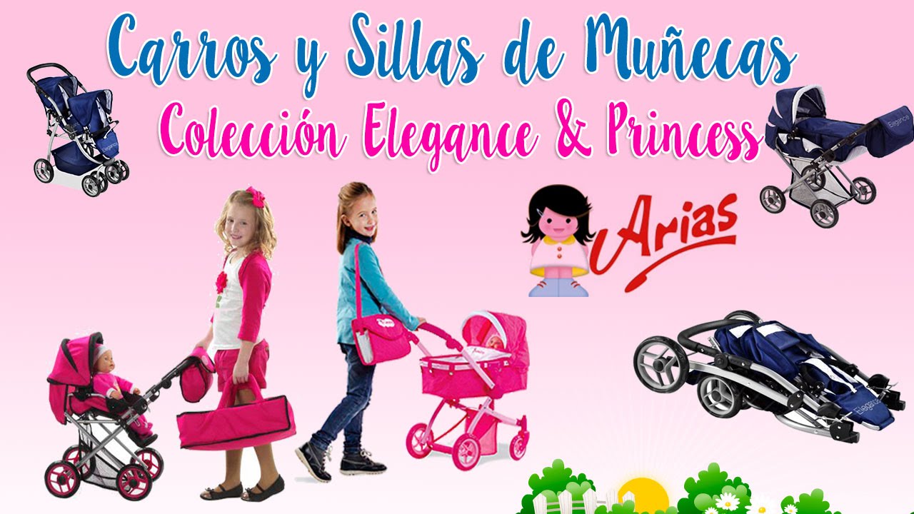 Coche Muñecas Gemelar Elegance Con Bolso Muñecas Arias ※ Comprar