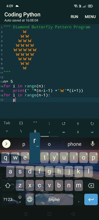 Diamond Butterfly 🦋 Pattern Program in Python - YouTube