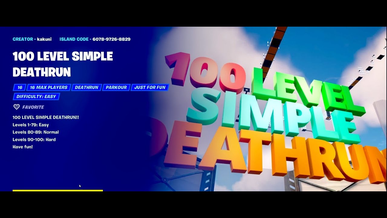 FORTNITE 100 LEVEL SIMPLE DEATHRUN - FULL WALKTHROUGH - MAP CODE: 6078 ...