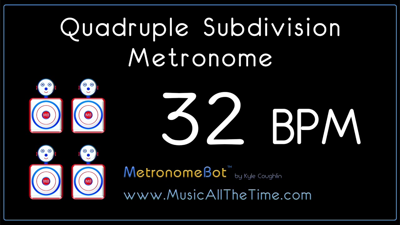 Quadruple subdivision metronome at 32 BPM MetronomeBot YouTube