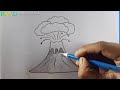 How To Draw Volcano Picture Easy Drawing With Pencil 