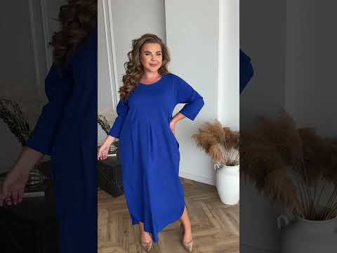 Молодежное длинное легкое стильное платье на длинный рукав, большие размеры 48-66 Батал., видео 1