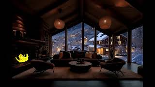 WINTER CABIN AT NIGHT FIREPLACE (2-HOUR)