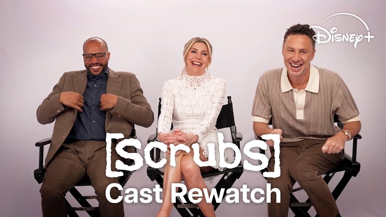 Zach Braff, Donald Faison & Sarah Chalke Watch Classic Scrubs Moments | Disney+ UK
