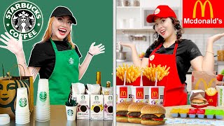 We BUILT REAL Restaurants at Home | Starbucks VS McDonalds Challenge by Crafty Hacks