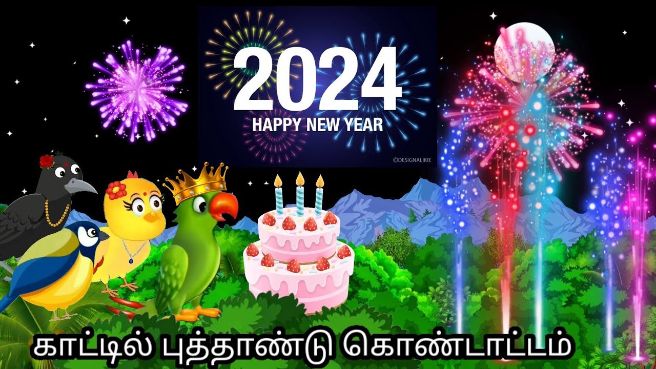 NEW YEAR CELEBRATION  IN THE JUNGGLE STORY/ MORAL STORY IN TAMIL / VILLAGE BIRDS CARTOON