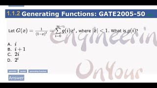 GATE -2005 | Generating Function | Gateoverflow | PYQ