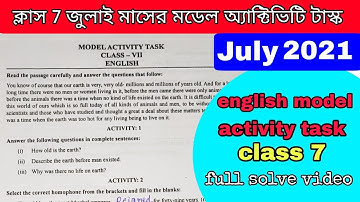 class 7 july month english model activity task || july 2021 model activity task | class vii english