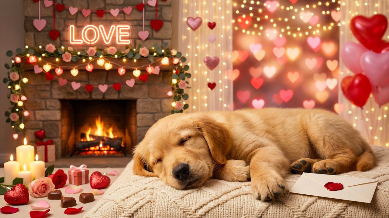 Valentine Deep Sleep Dog Calming Music 🐶💖 Anti-Separation Anxiety Relief ♬ Soft Piano Lullaby