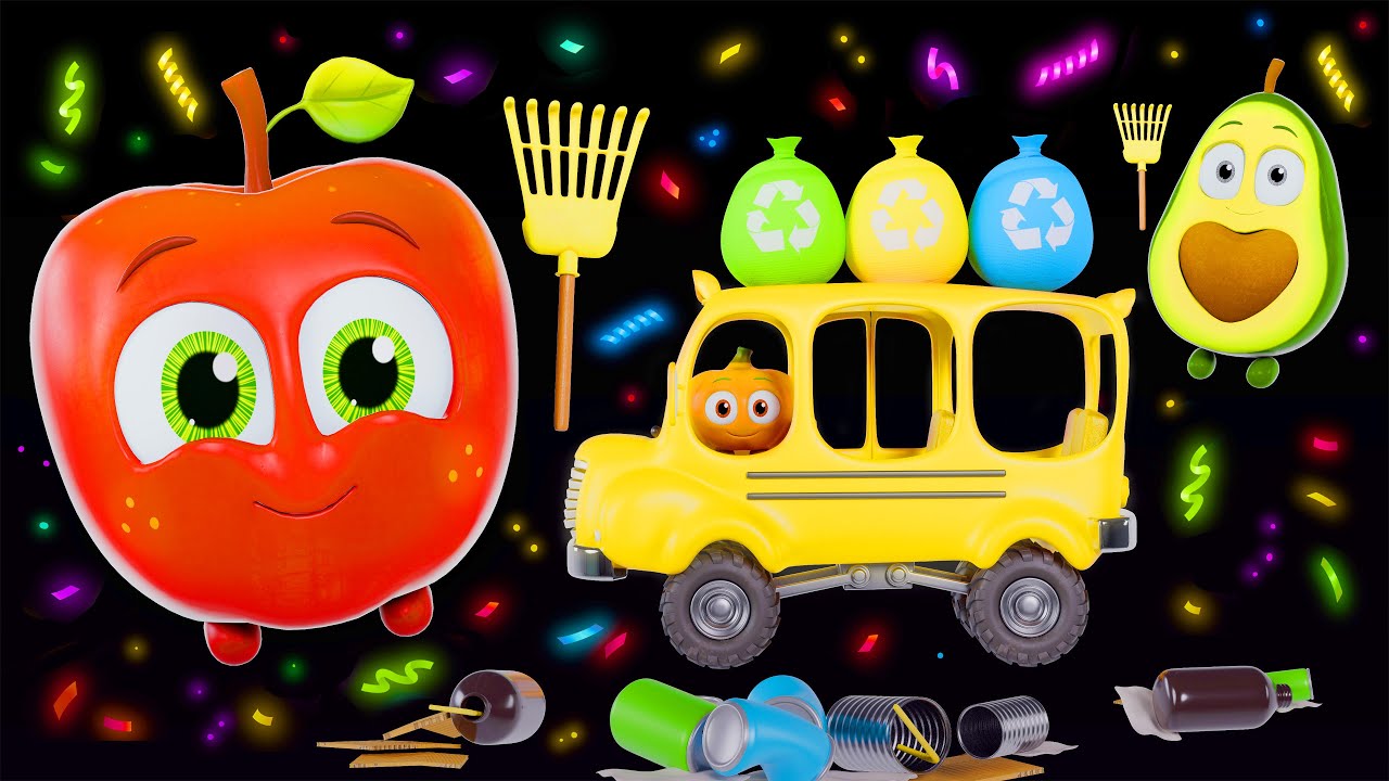🌍 Funky Fruits Baby Sensory | Wheels on the Bus with Funny Fruits! 🍎🥑🎃 Dance, Play & Grow a Tree