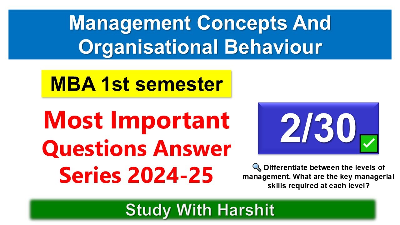 Management Concepts And Organisational Behaviour | Q&A Series 🔥 2/30 ...