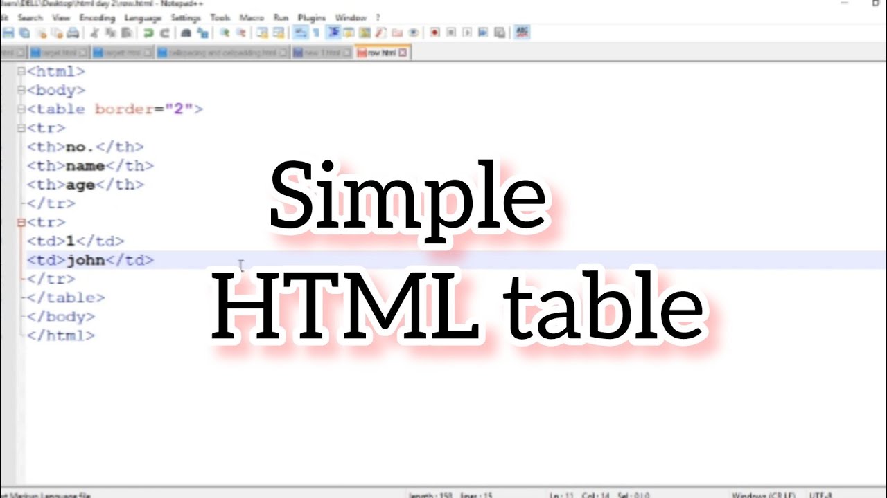 Simple html table  | html day3