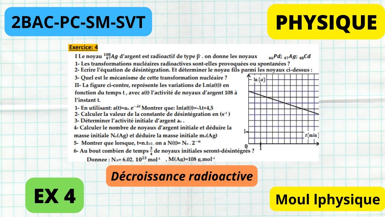 série d'exercices : décroissance radioactive : exercice 4