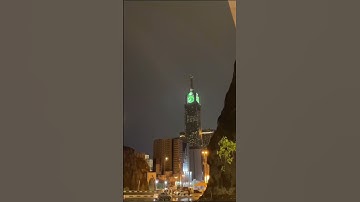 Lightning strikes clock tower in Mecca as fierce storm hits holy city🕋 #viral #youtubeshorts