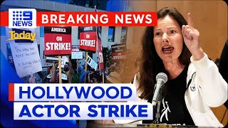 Hollywood shuts down tonight in historic actor strike | 9 News Australia
