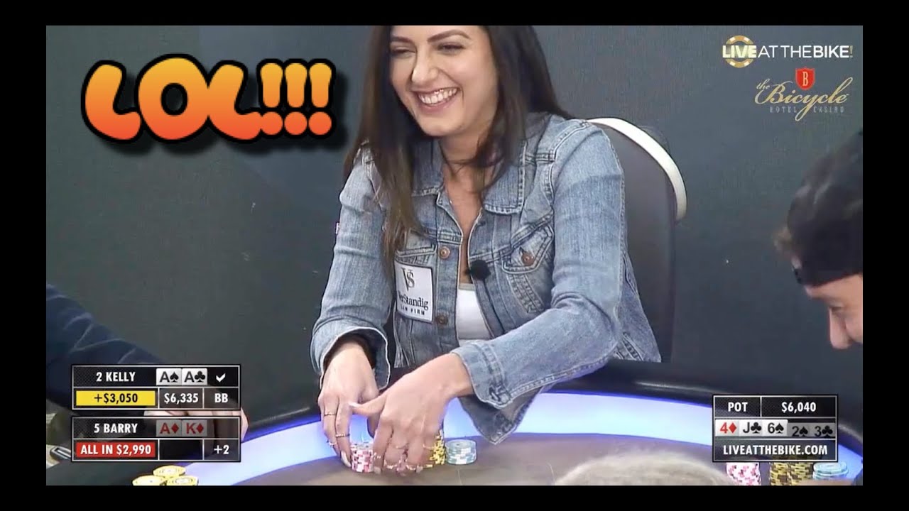 ♥♦♠♣HUMILIATING Poker Slow Roll!!! Kelly Minkin x Barry Woods on Live at the Bike Poker Stream!!!